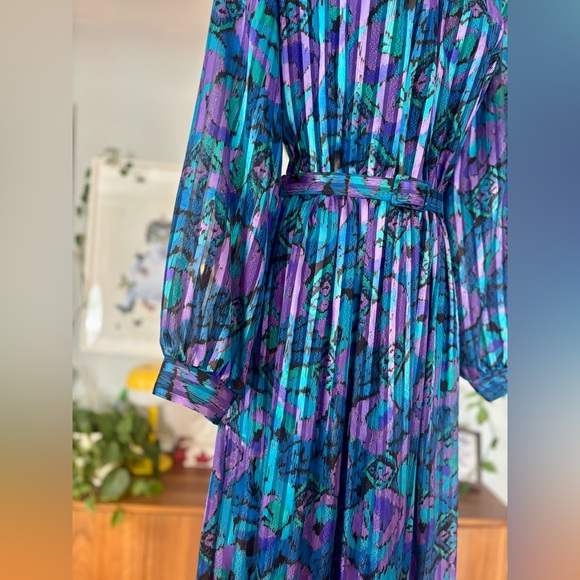 Vintage 80s–90s Pleated Midi Dress | D’Allaird’s | Size 12 | 28–36" Waist - Picture 6 of 12